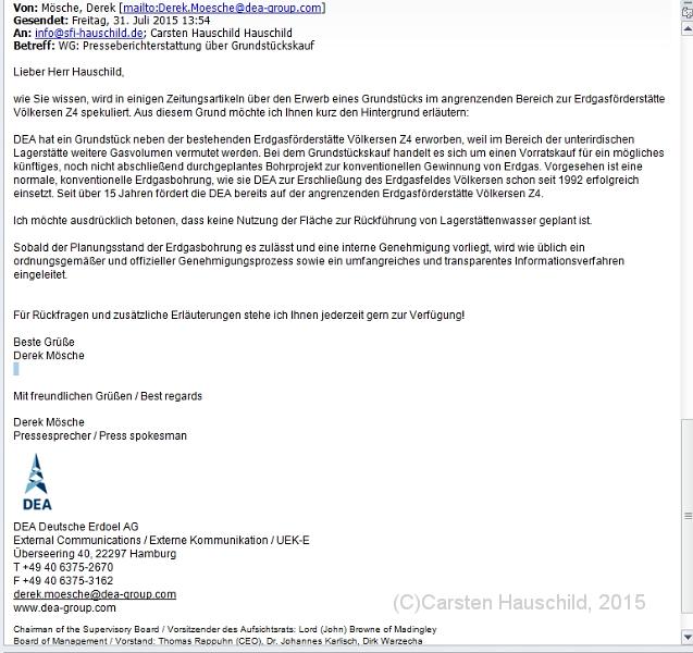 Email von Herrn Derek Mösche Dea Hamburg